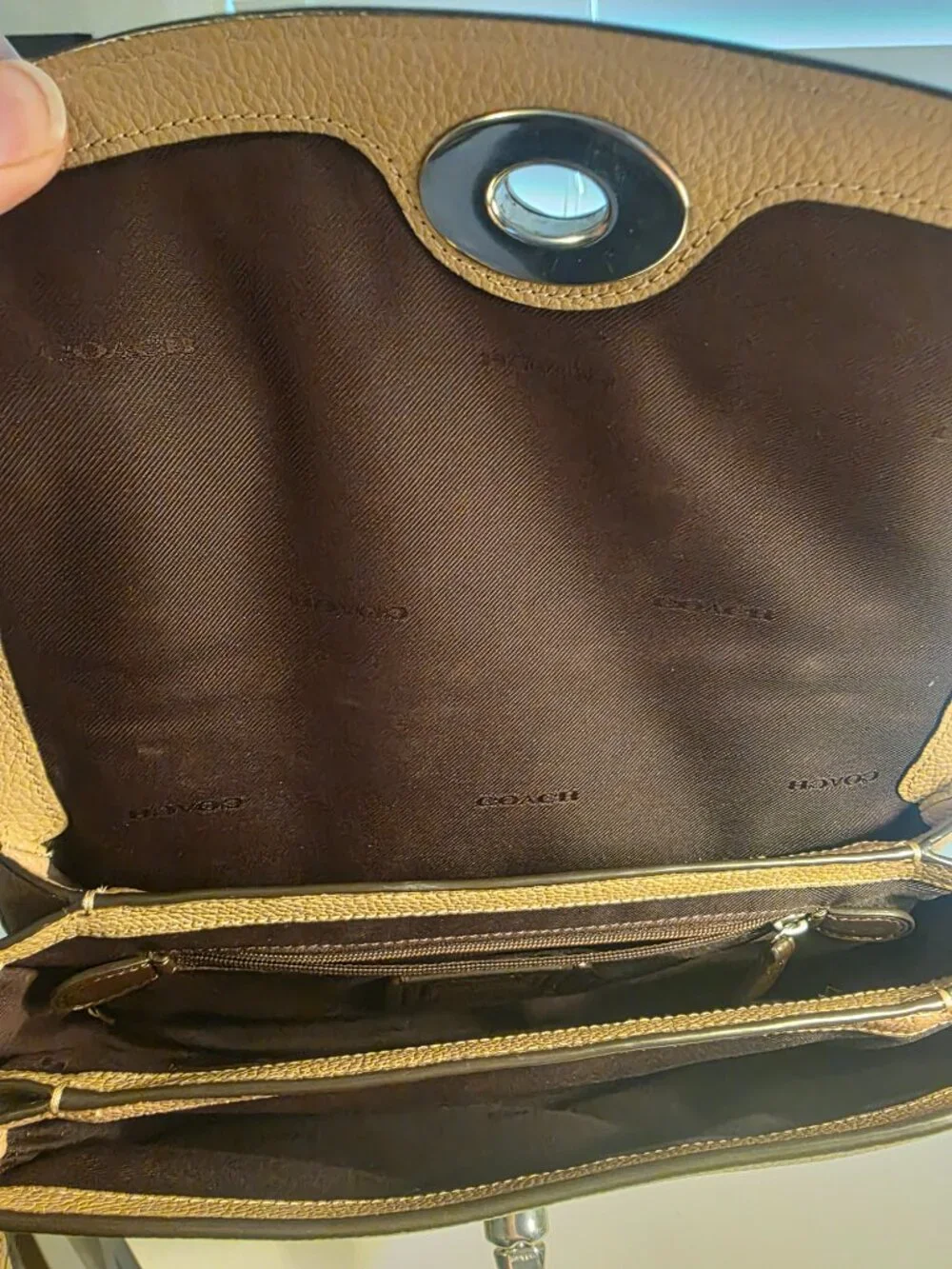 Coach Cassie Pebbled Leather Crossbody bag in Taupe Silver - Picture 10 of 11